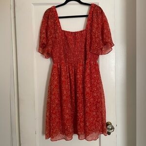 Adorable red banana print Madewell mini dress!